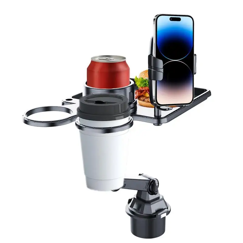 Cup Holder Expander Tray For Car Food Eating Cup Holder Tray With Phone Mount Large Capacity Burgers Snacks Juice Table Quick