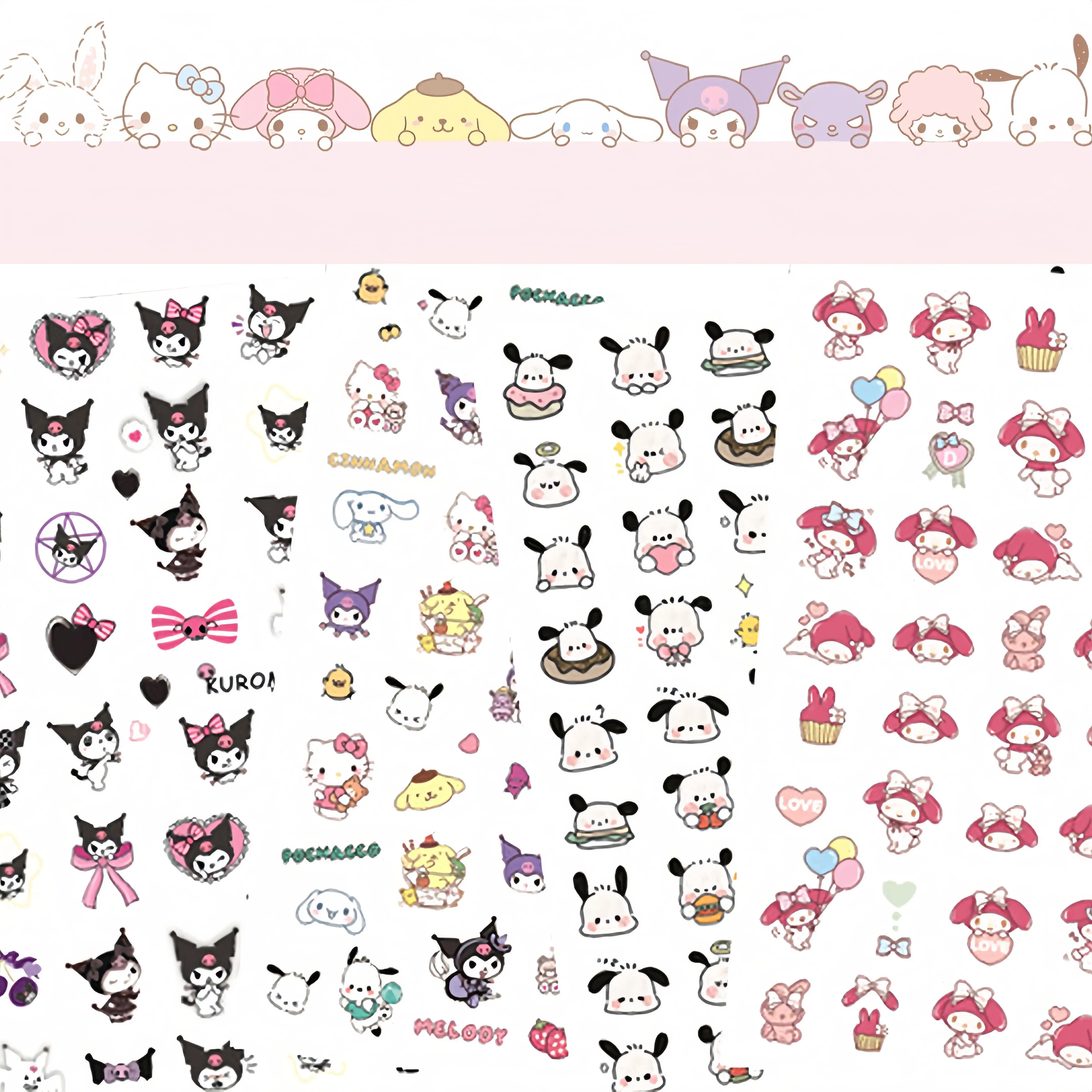 

Sanrio Melody Kuromi Toy Sticker Cartoon Decoration Pochacco Hello Kitty Keroppi Cute Anime Children's Stickers