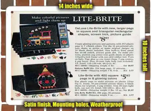 Metal Sign - 1971 Lite Brite Toy- 10x14 inches