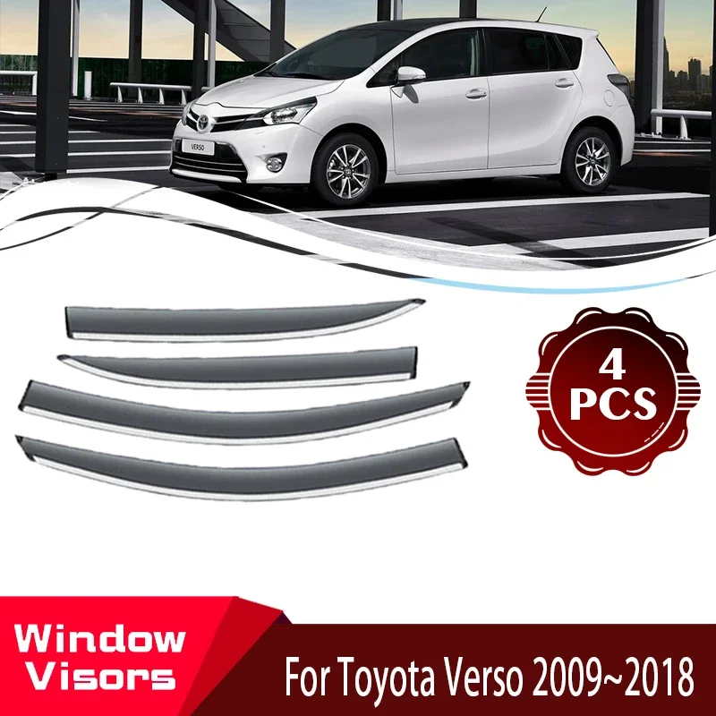 

For Toyota Verso AR20 2009~2018 Rainproof Car Rain Window Visors Sun Rain Deflector Awnings Car Weathershie Set Auto Accessories