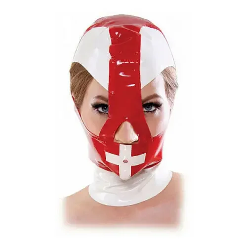 

100% Latex Gummi Tight Hood Rot Maske Kapuze Cosplay anti-clip hair Mask Party