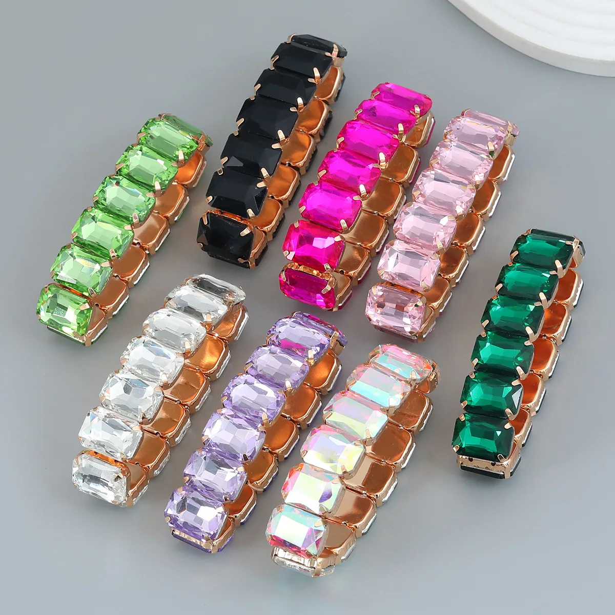Pulsera de cristales brillantes de lujo para mujer, pulseras de boda con dijes, aniversario, joyería estética blanca fucsia CZ