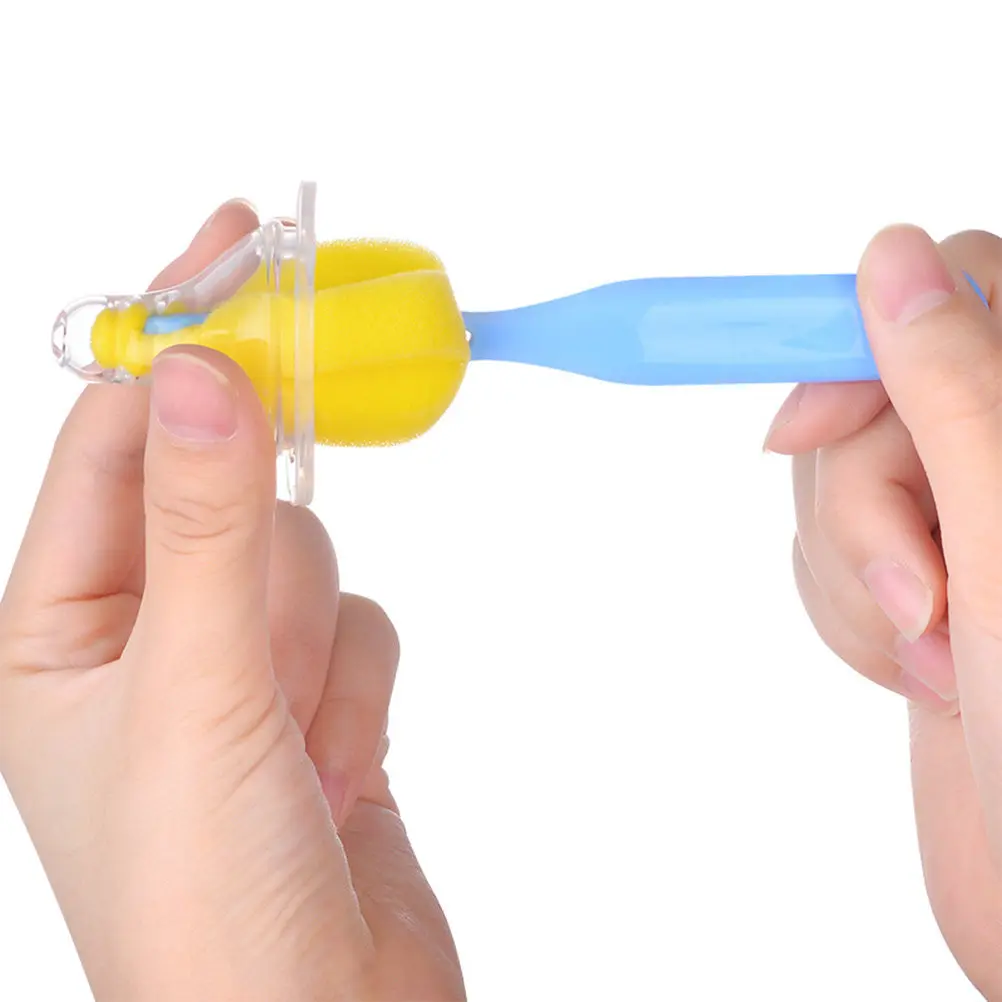 12Pcs Baby Pacifier Cleaning Brush Set Eco-Friendly Handle Soft Sponge Absorbent Hanging Hole Design Effective Residue Removal