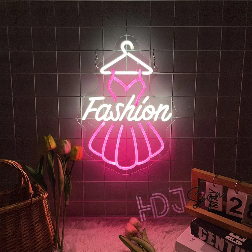 Clothes Shop LED Neon Sign Fashion LED Neon Lights Wall Art Decoration Women Dress Store Light Signs Business Lamps USB Dimmer