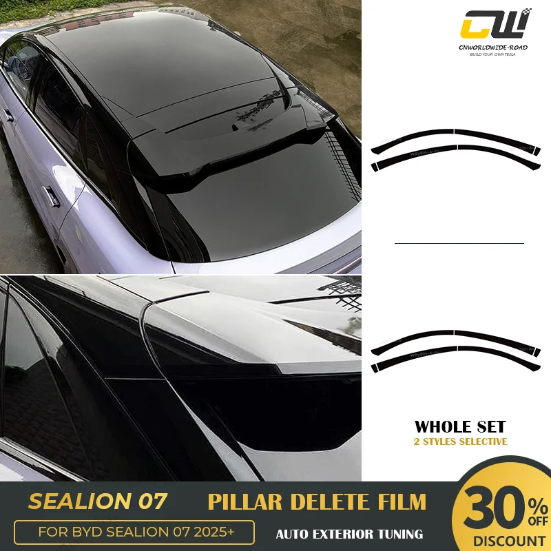 

Глянцевая черная виниловая пленка для удаления накладок на стойки для BYD Sealion 07 2025+-, комплект для затемнения оконных рам для создания эффекта бесшовного стекла