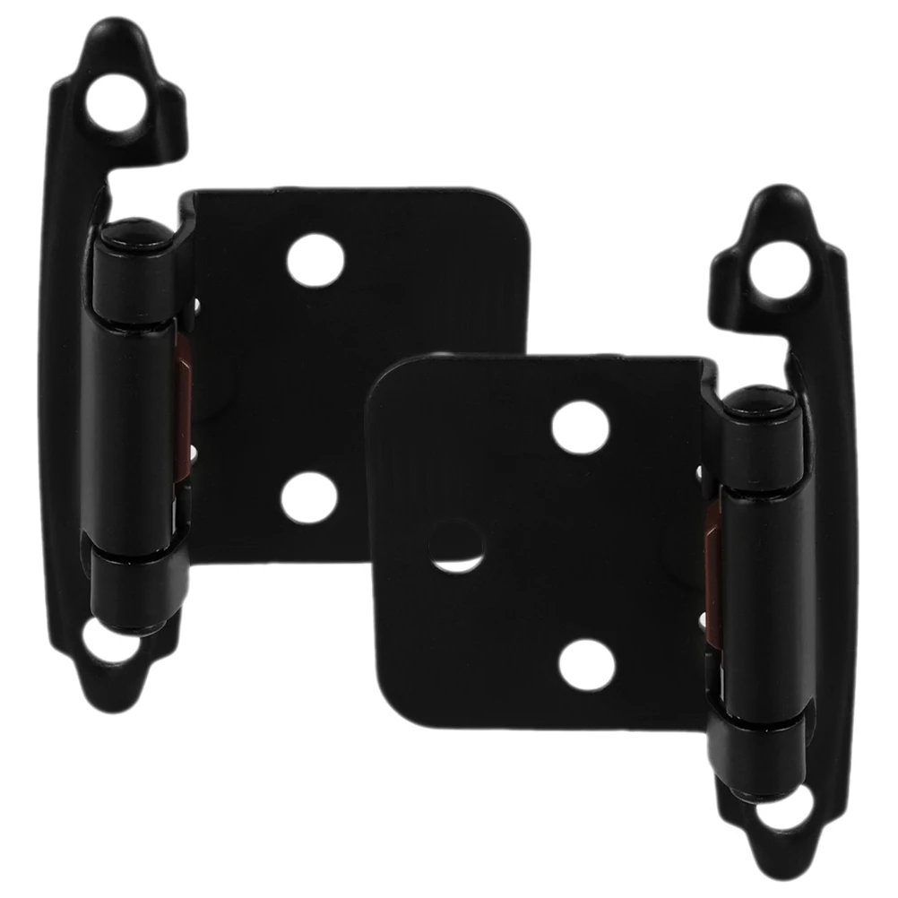

2Pcs SelfClosing Hinges HeavyDuty HalfOverlay Steel Rv Trailer Hardware Black 15mm Thick Cabinet Door Hinges For Rv Cupboard