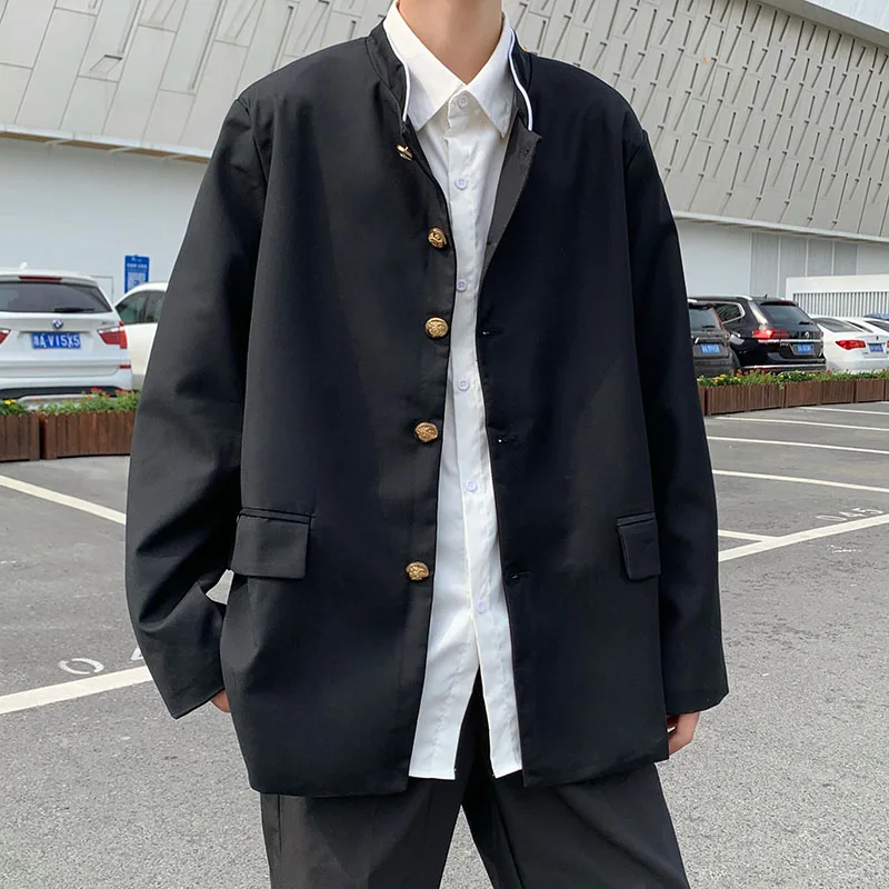 Japanese College Uniform Jacket Stand-up Collar Suit Jacket Top Men\'s Spring Summer College Wind Trend Men Coat School Uniform