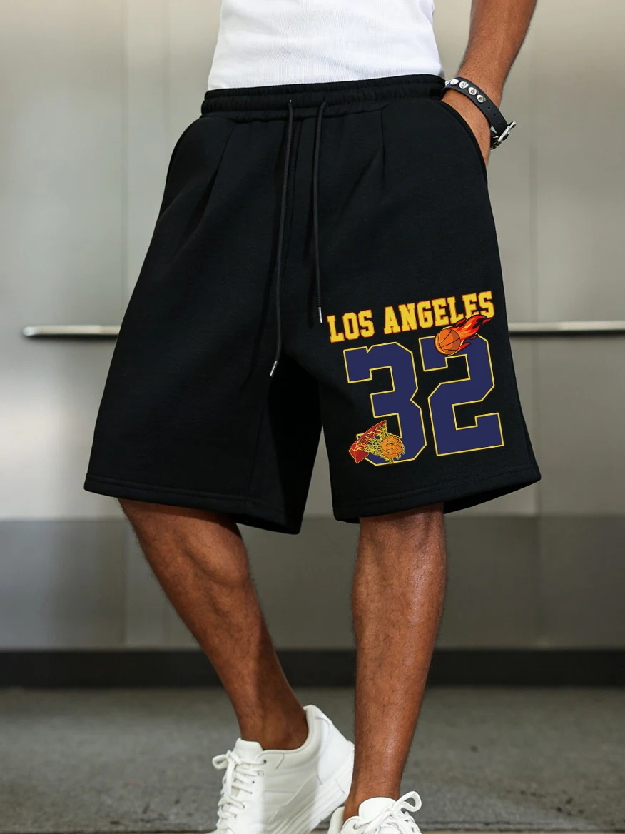 

Мужские спортивные шорты Los Angeles Number 32 Prints с карманами, широкие, до колена, базовые, с высокой талией, летние, оверсайз