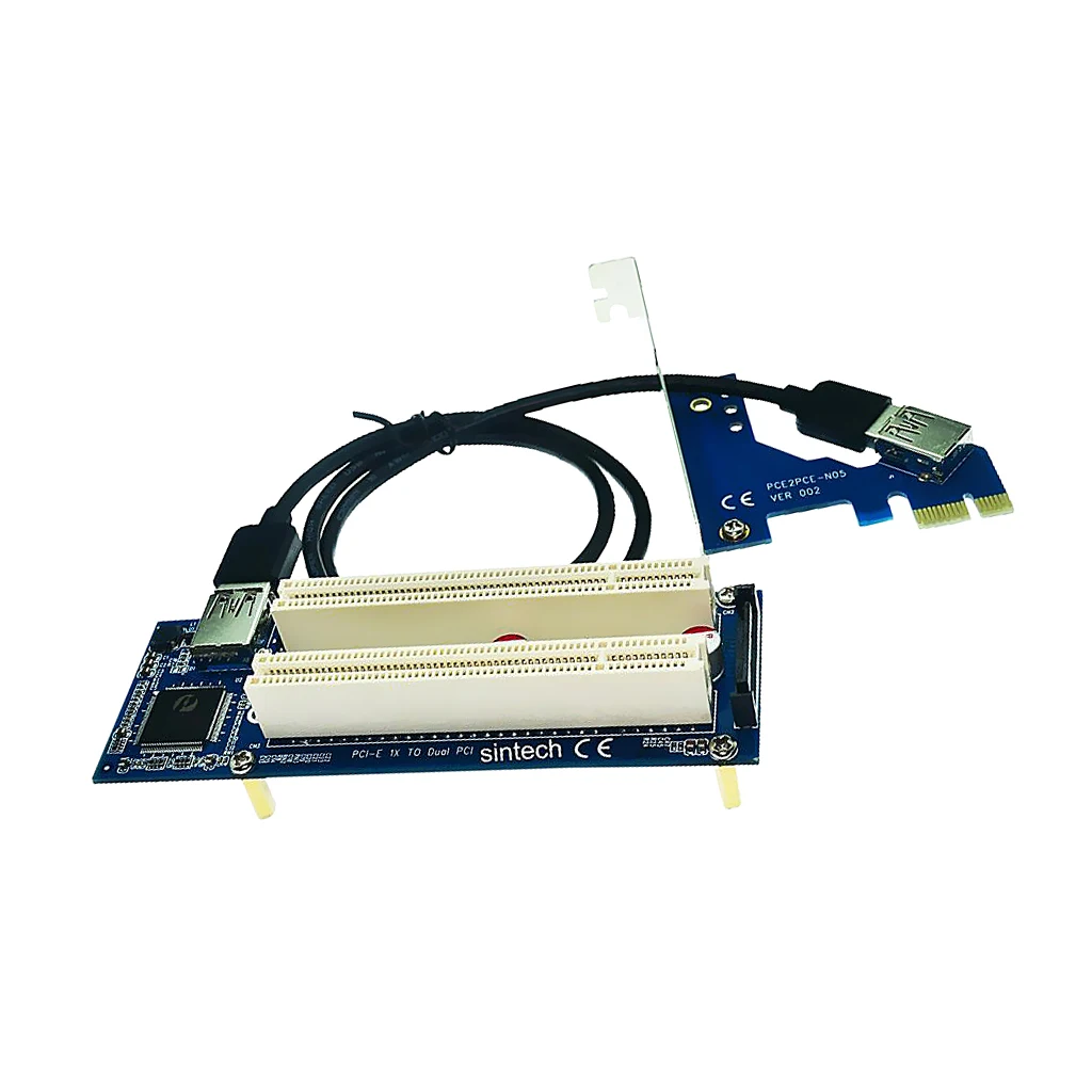 

PCI E X1 to Dual PCI Riser Extend adapter card with USB 3.0 cable