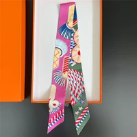 Brand Design Twill 100% Silk Scarf Luxury Fashion Scarf Women Foulard Skinny Bag Scarves New Hot Neckerchief Hair Headband 2