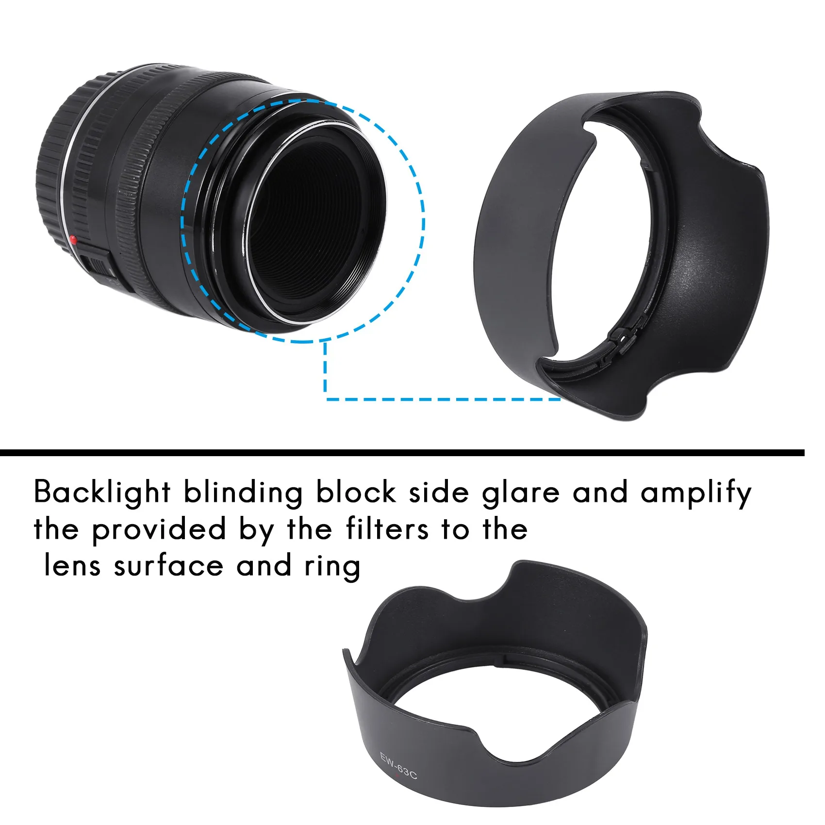 Lens Hood Camera Lens Hood EW-63C EW63C for EF-S 18-55mm F / 3.5-5.6 IS STM