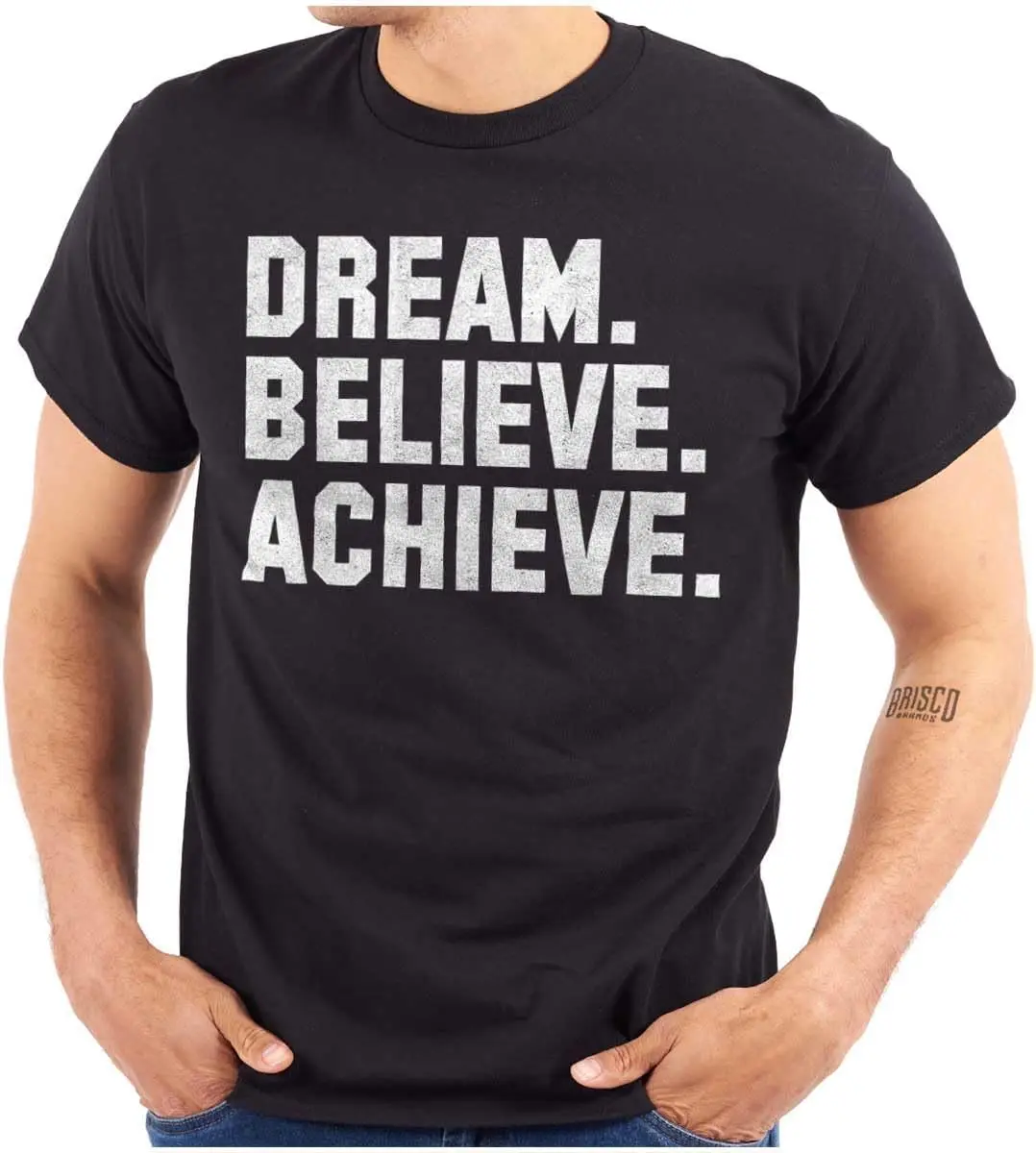 

Brisco Brands Dream Believe Achieve Inspirational Graphic T Shirt Men o