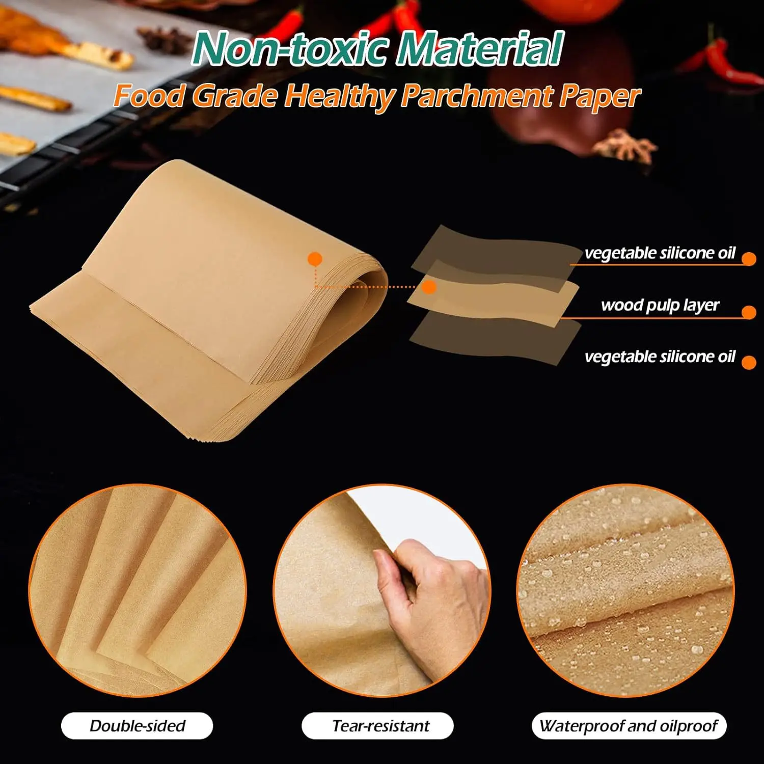 Parchment Paper Non-Stick Baking Mats Unbleached for Baking Cookies Cooking Air Fryer Oven Grilling Freeze Dryer Ray Mats