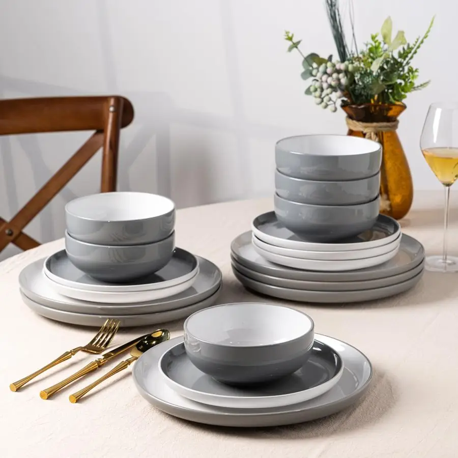 

Набор керамической посуды из 12 предметов, современный белый сервиз на 4 персоны, устойчивые к царапинам гладкие тарелки и миски, подходят для духовки и микроволновой печи.
