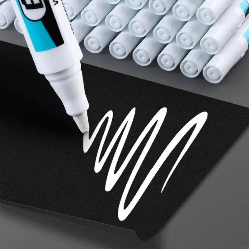 CORA 4x Marker Pens Waterproof Paint Pens White Markers Oil-based Permanent Markers Carpenter Markers for Plastic Glass Metal