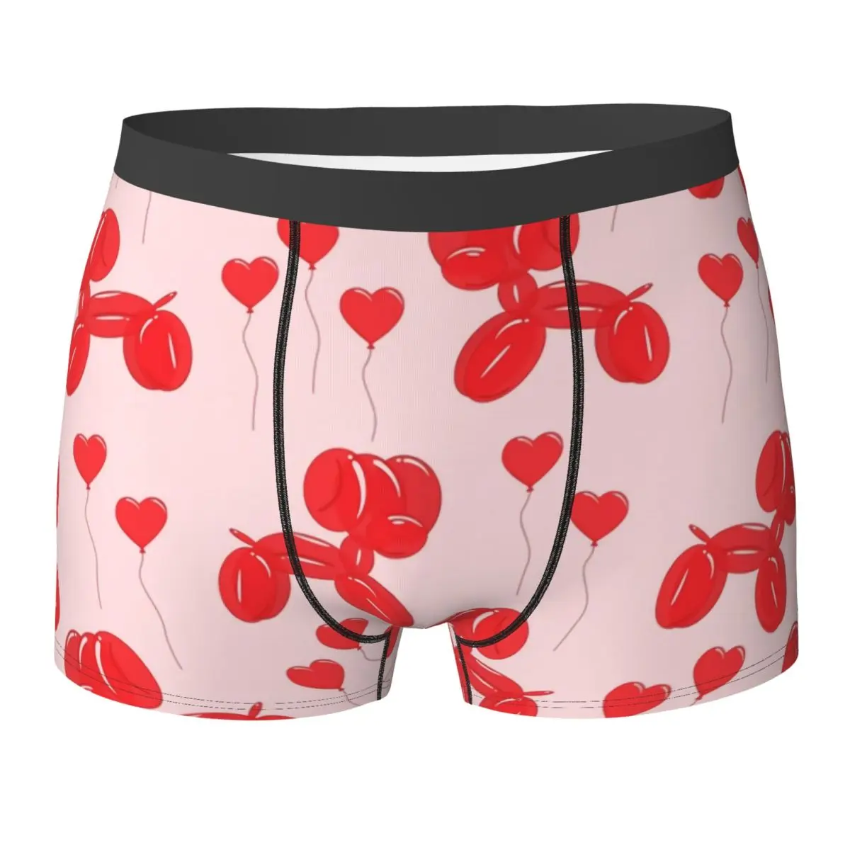 

Red Balloon Dog Underwear Heart Classic Panties Custom Boxer Brief 3D Pouch Men Plus Size Boxer Shorts