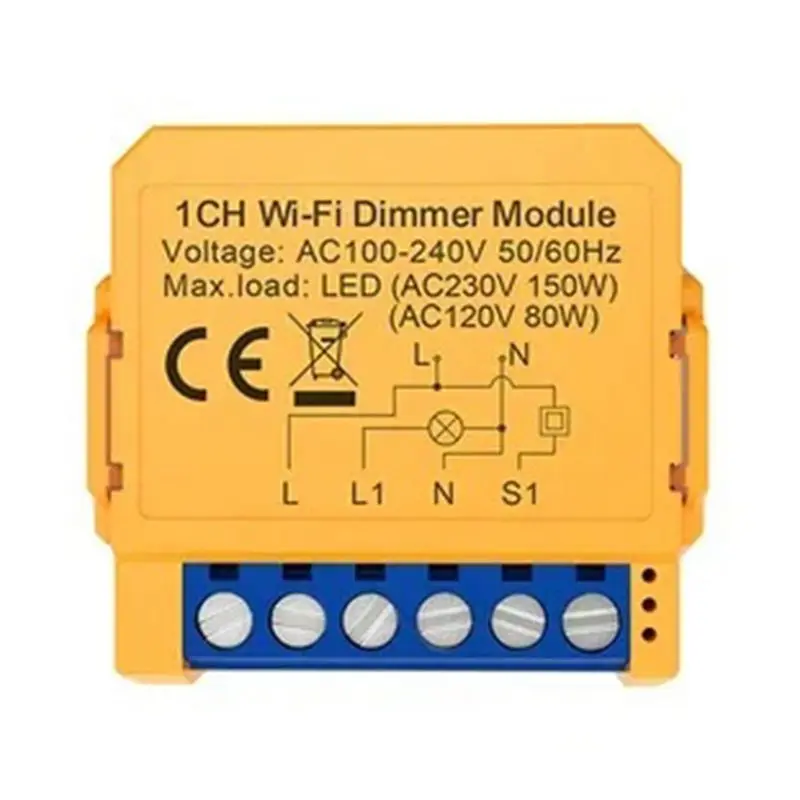 

B03B-Tuya Wifi Smart Dimmer Switch Module 1 Gang Dimmer Light Switch Module APP Remote Control Works With Alexa Google Home Dura