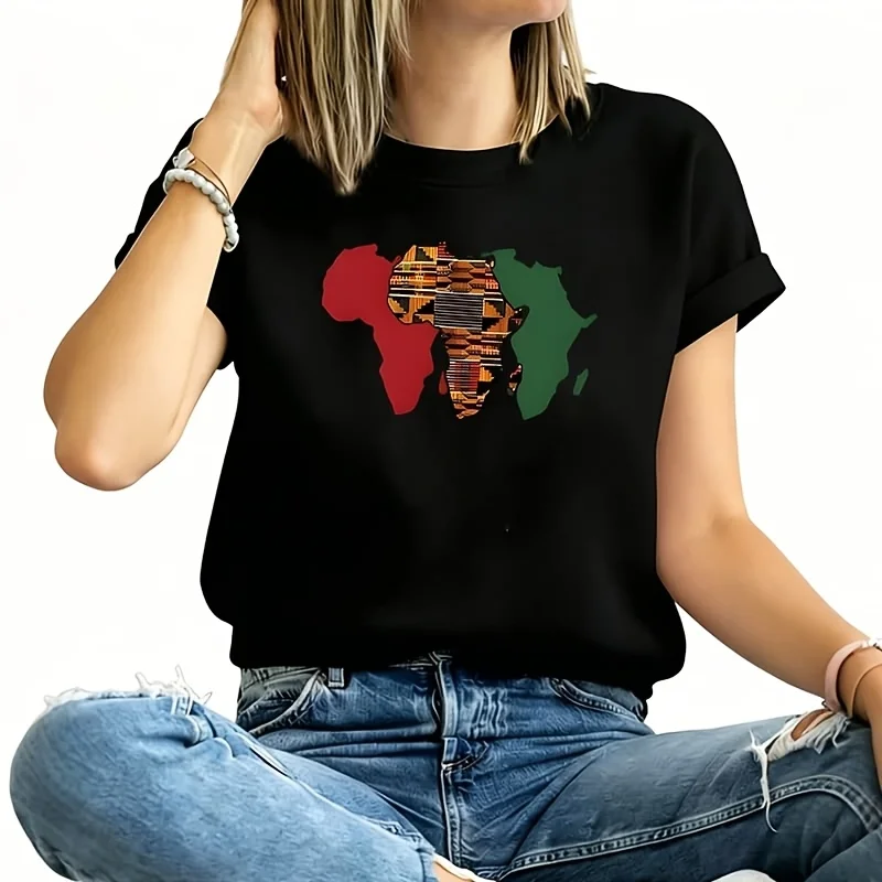 Africa Women's Plus Size T-Shirt 100% Cotton 220g