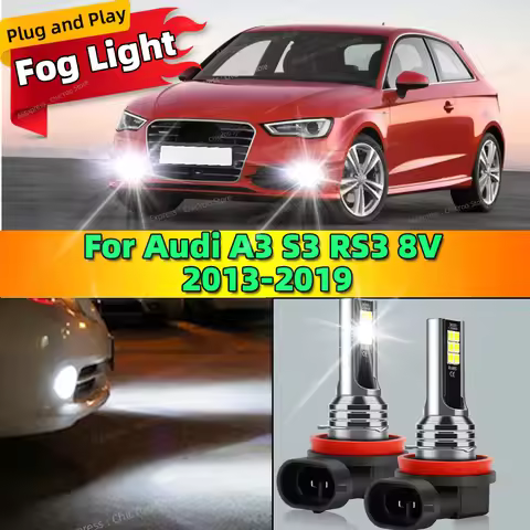 2Pcs 6000K Front Fog Light LED Bulb Car Lamp Canbus For Audi A3 S3 RS3 8V 2013 2014 2015 2016 2017 2018 2019 Plug and Play
