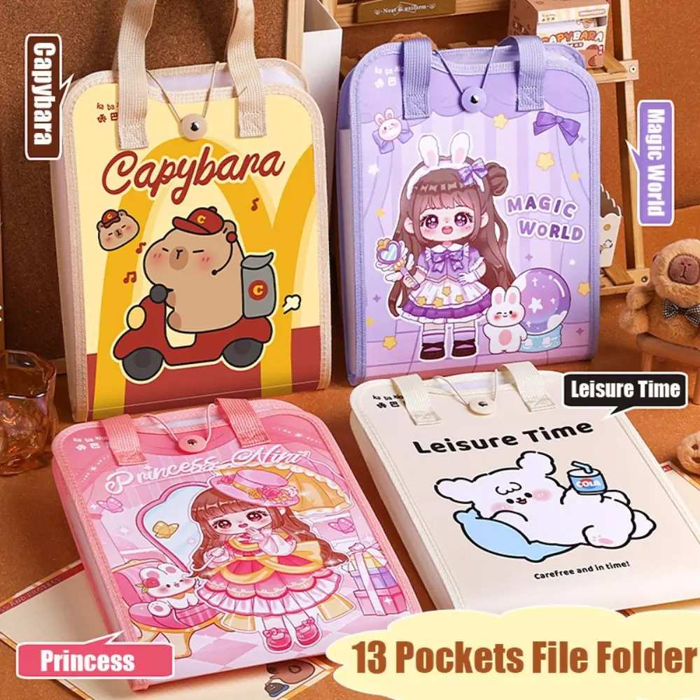 Capybara memperluas tas File 13 kantong kapasitas besar tes tas penyimpanan kertas diklasifikasikan tahan air portofolio kantor sekolah