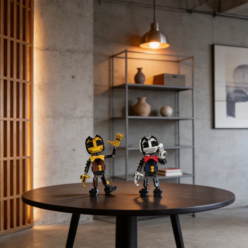 

492 детали MOC Bendy And The Dark Revival Tiny Bendy: Игровой конструктор, строительные блоки, игрушки для сборки, рождественские подарки, кирпичики для детей, идея для подарка