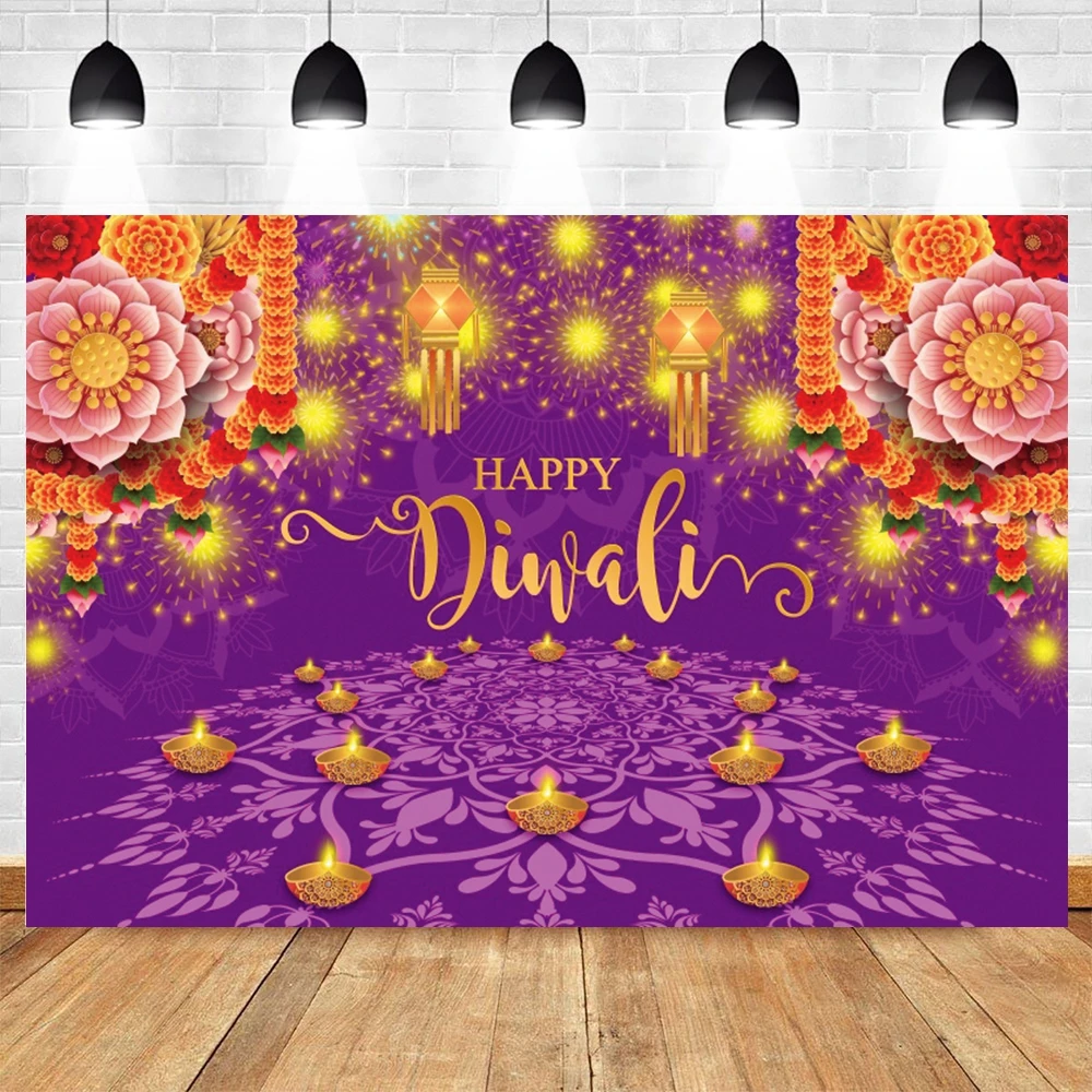 해피 디왈리 축제 배경, 인도 전통 디파발리 조명, Diyas 촛불, Marigold Diwali 사진 배경 장식