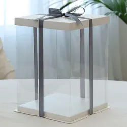 1/2pc 8/10/12inch Transparent Birthday Cake Box Plastic Chocolate Cake Packaging Gift Box Dessert Storage Bakery Wrapping Box
