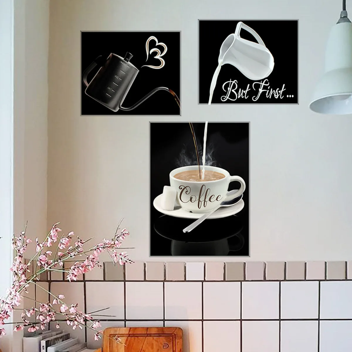 Nordic Style Coffee Cups Wall Stickers for Living Room Office Pantry Kitchens Home Decoration Self-adhesive Wall Decals Bedroom