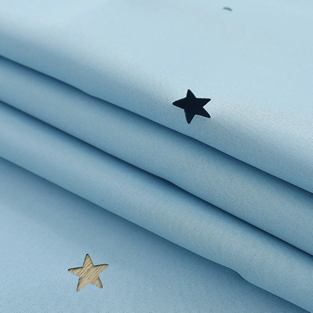 

Double Layer Curtains Star Pattern Blackout Navy Blue Flowers Kids Room Window Drapes Grommet Sheer Decor Home Privacy