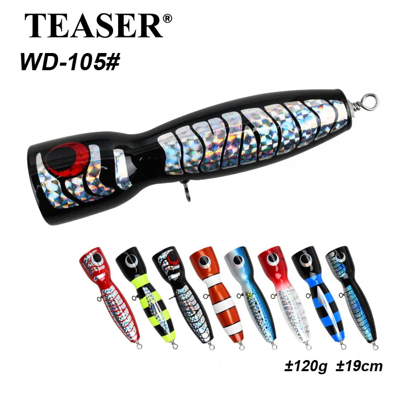 TEASER WD-105 Tiefsee-Langstrecken-Schwimmköder aus Holz, 120g/19cm, Wellensteigender Holzköder, Meeresangelköder, Kunstköder