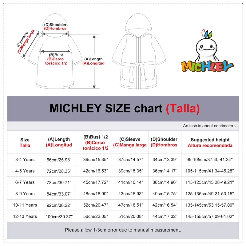 MICHLEY Cow Dinosaur Flannel Kids Bathrobe Bath Robe Pajamas Robe Cartoon Children Hooded Sleepwear Clothes For Girls Boy 3Y-13Y