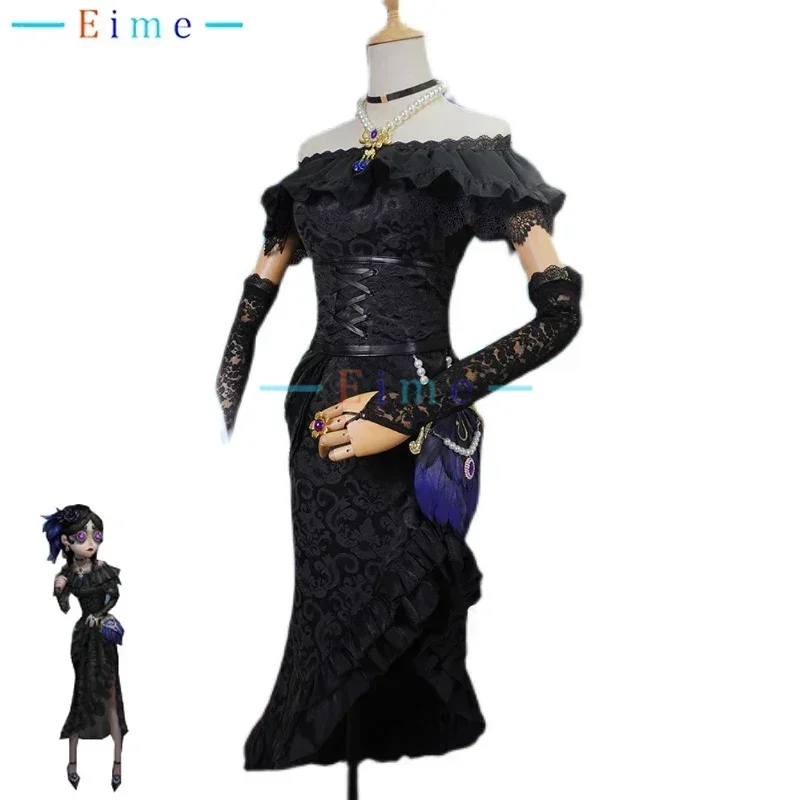 Game Identity V Cosplay Costume Toy Merchant Anne Lester Cosplay Dress Women Black Gothic Suit With Hat Hallween Party Uniforms