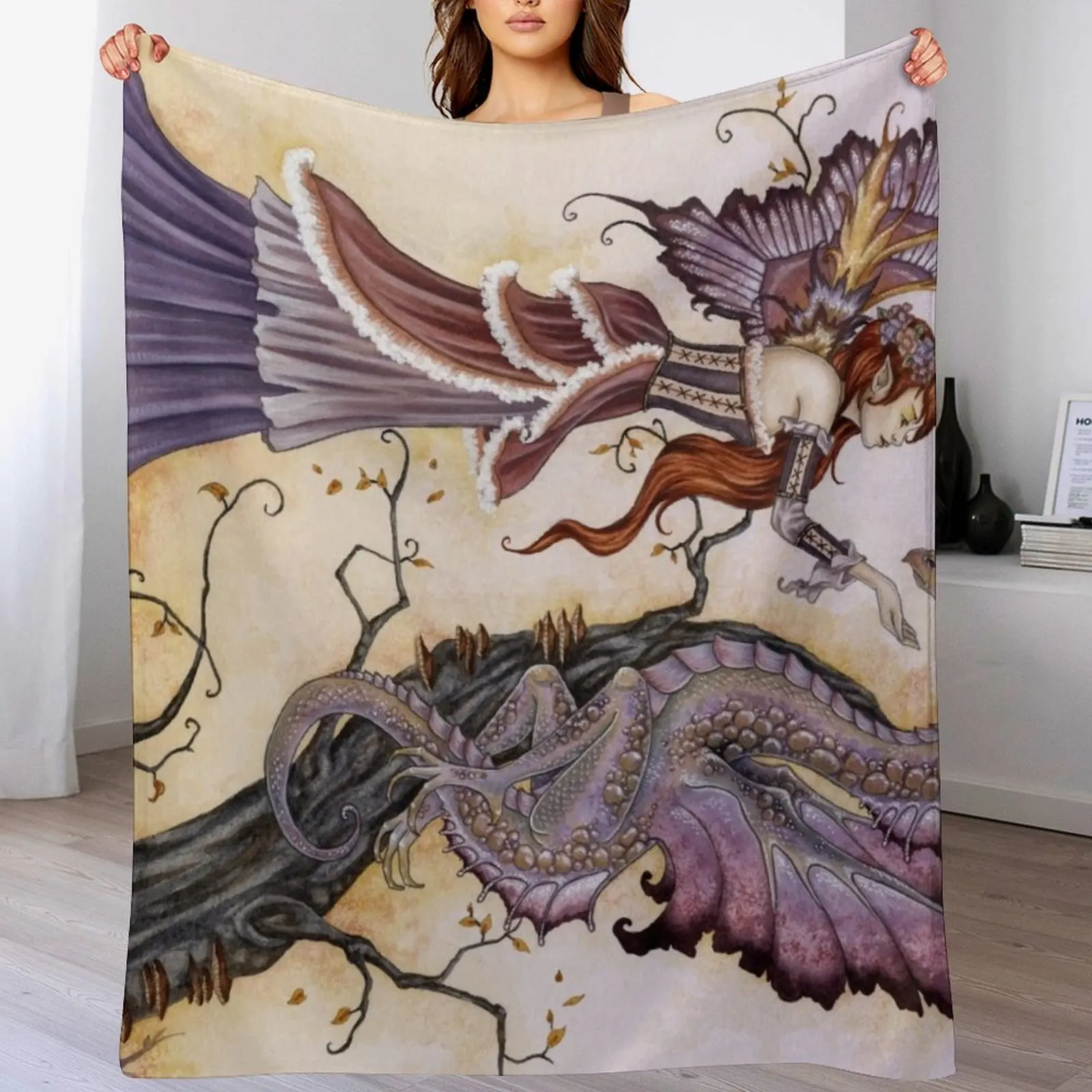 The Dragon Charmer Throw Blanket Sofa Decoratives Nap Blankets