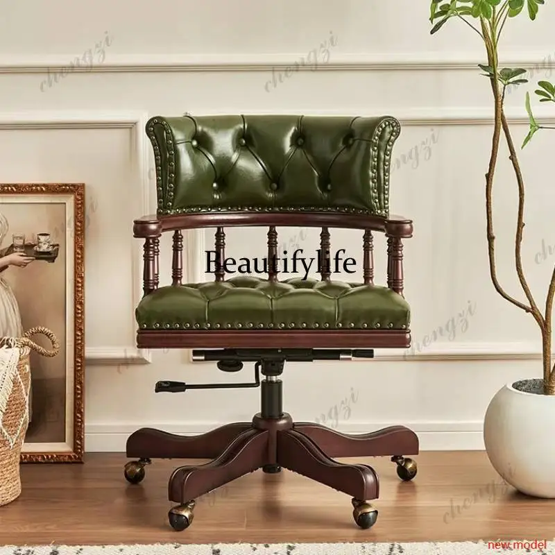 Cadeira de Escritório A68Swivel Verde, Luxuosa e Ergonômica, Cadeira de Computador Relaxante em Marrom, Sillas de Oficina, Móveis de Escritório