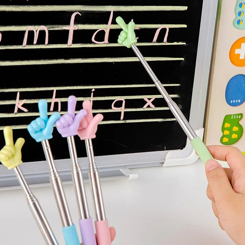 Ponteiro telescópico para professores, 21.5-68cm, vara de dedo extensível, varinha guia portátil para apresentação escolar, material de ensino