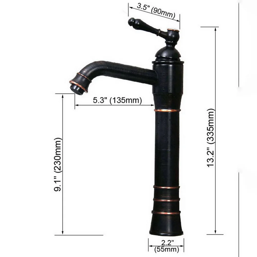 Black Brass Basin Vessel Sink Faucet Deck Mounted One Hole Cold Hot Water Cold Hot Mixer Tap Bathroom Faucet 1 Hole Nnf299