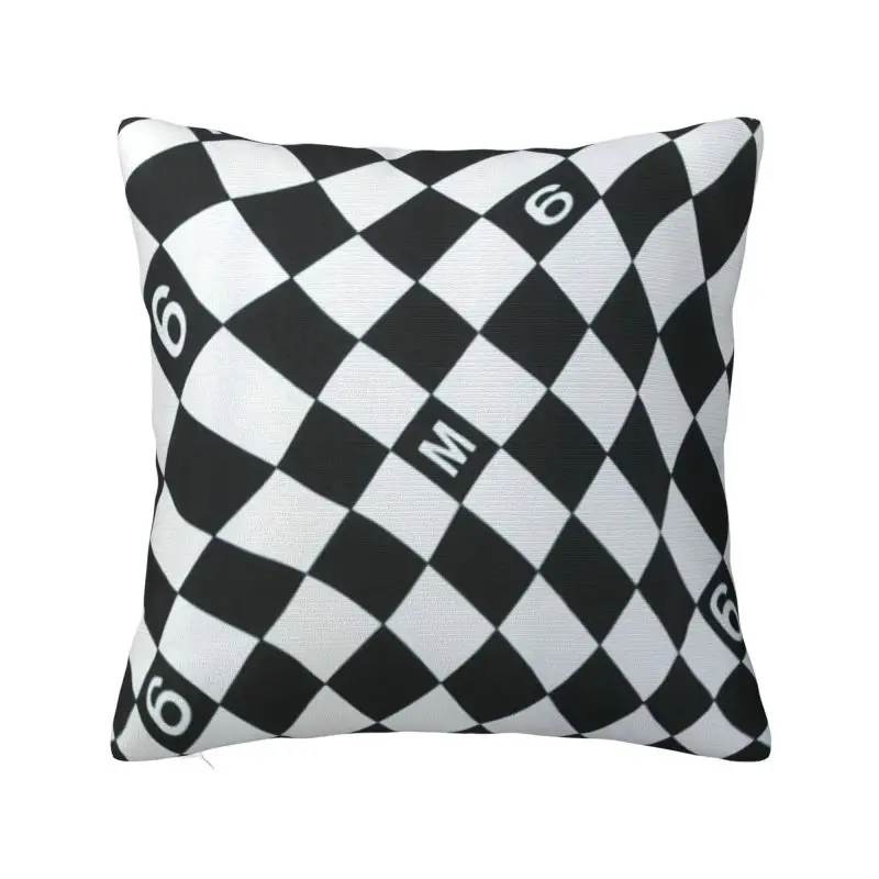 Custom Margielas MM6 Checker Pattern Letters Print Luxury Throw Pillow Cover Margielas Chair Cushion