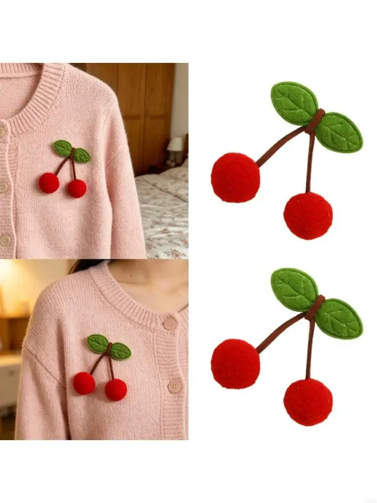 Soft Cherries Applique Set for Sweaters, Hair Clips and Craft Project Garment Use 6XDA