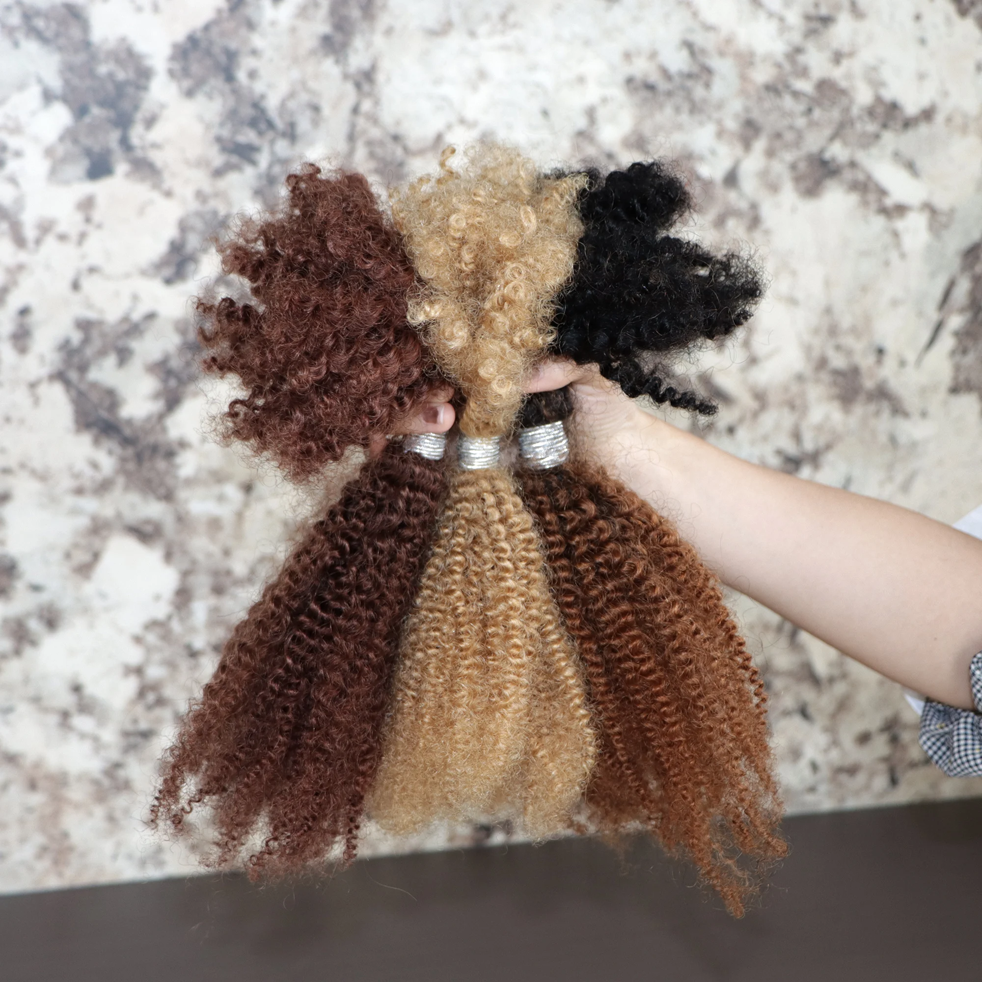 OrientfasHuman Hair Crochet Bulk For Black Women Braiding Kinky Curly Locs Virgin Peruvian Hair Extensions Double Drawn No Weft