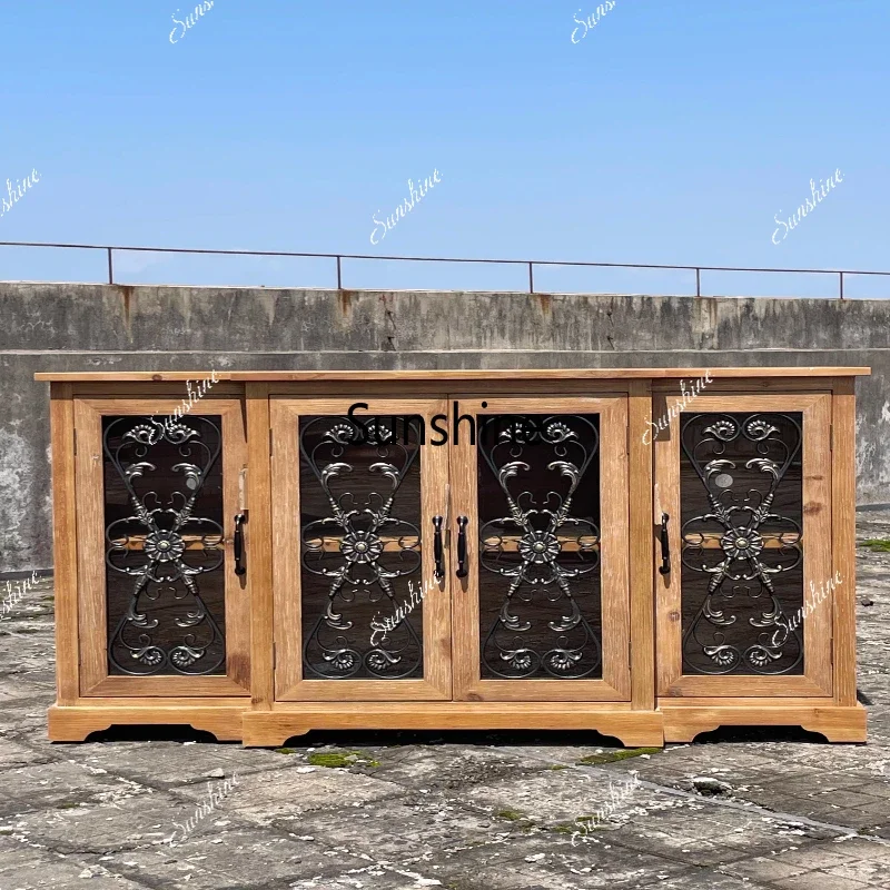 

Y.American retro home entrance cabinet foyer against the wall solid wood storage