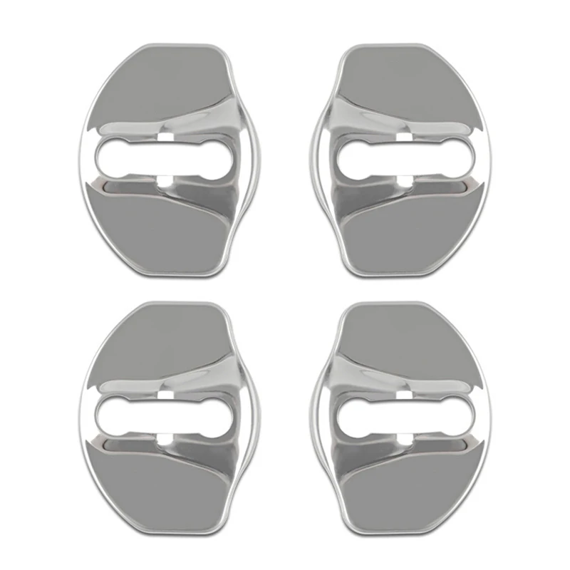 4pcs Stainless Steel Car Door Lock Buckle Protective Rust Cover Metal Sticker For Tesla Model 3 Model Y Badge Style Accessories