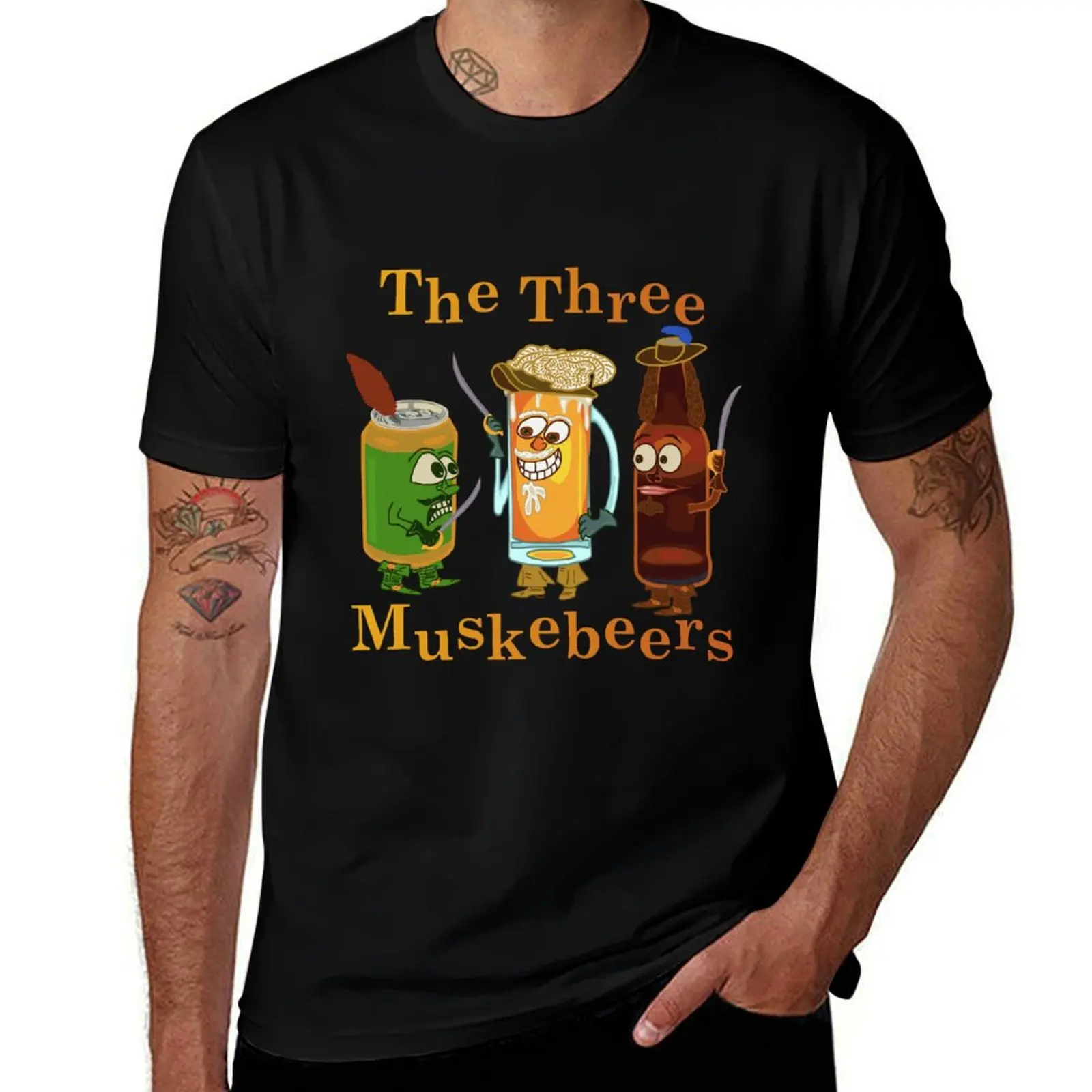 

Funny Beer Pun Three Muskebeers T-Shirt graphic shirts summer tops mens plain t shirts