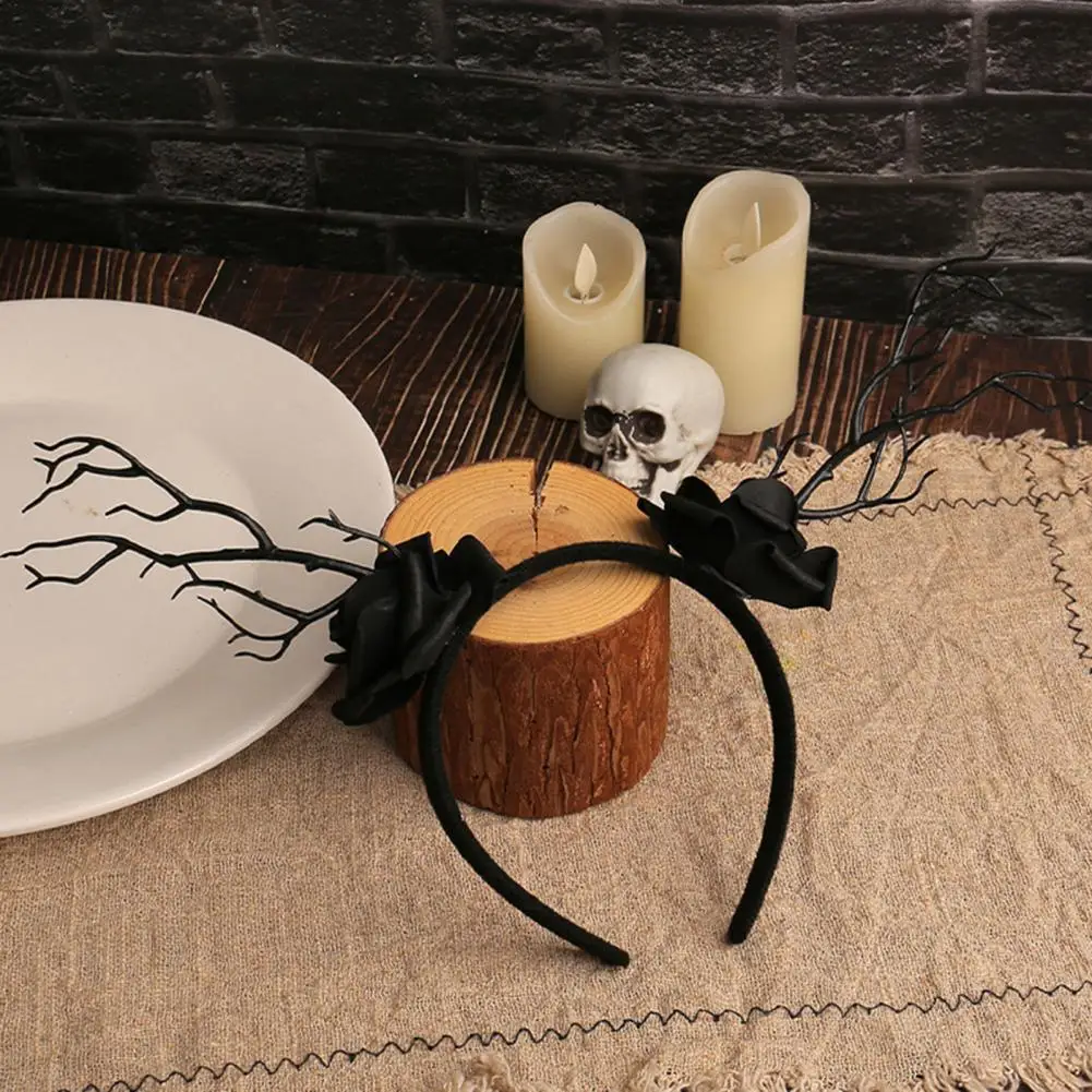 Lightweight Halloween Headband Rose Skull Skeleton Hand Headpiece for Halloween Parties Floral Cosplay for Women for Family