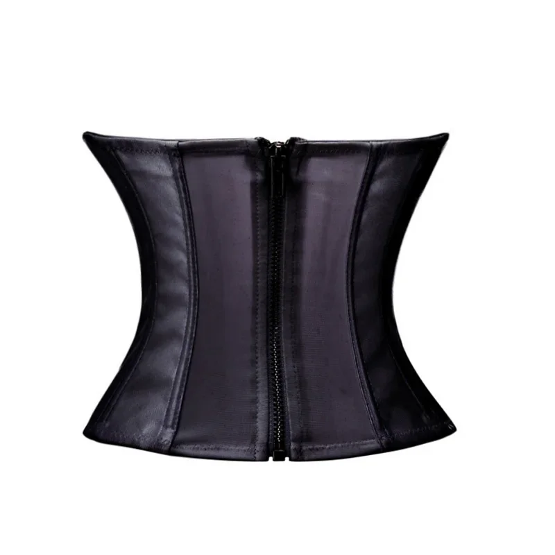 Fashion Corset Top Women Bustier Black Bodice White Corselet Overbust Short Cropped Tops Zipper Gothic Clothing Camisole