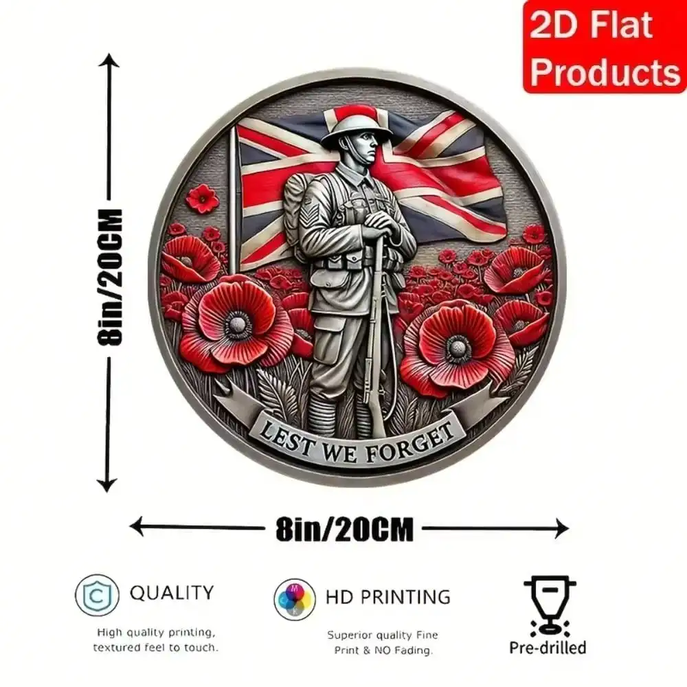 لافتة يوم تذكارية معلقة على الحائط - عبوة نعل مقاس 8 × 12 بوصة مكونة من لوحة ساحة "أساور ننسى" مقاومة للطقس وديكور كبير #4