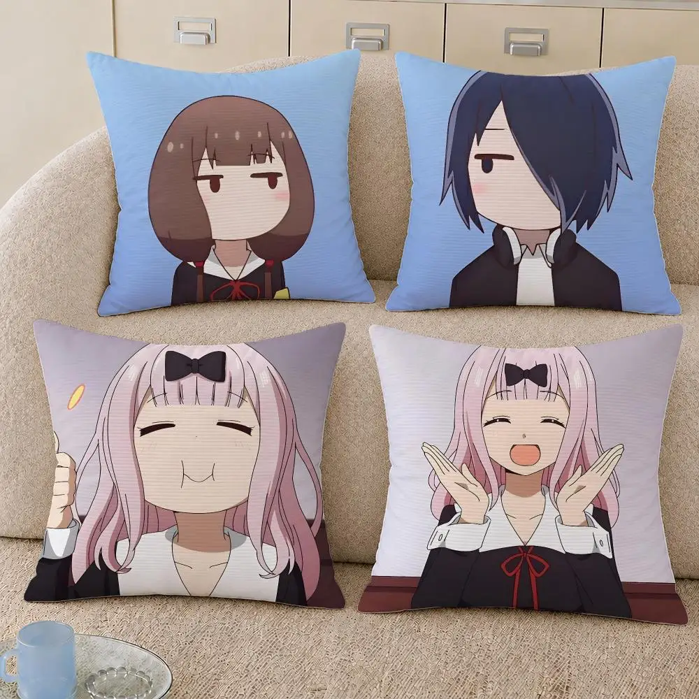 Anime Kaguya-sama Love Is War Cushion Cover Decorative Pillowcase Soft Short Plush Cozy Durable Sofa Home Decor Items Gift