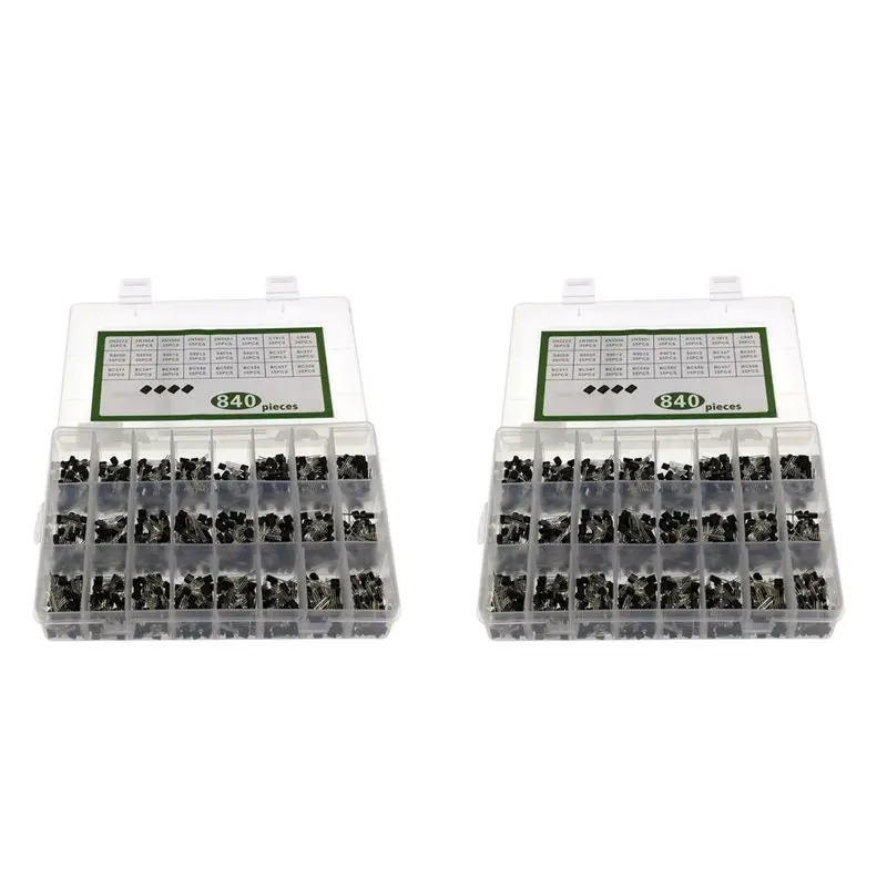 FEDI-1680Pcs 24Values To-92 Transistor BC547 BC327 BC337 2N2222 3904 PNP/NPN Transistors Set Electronics Assortment Kit