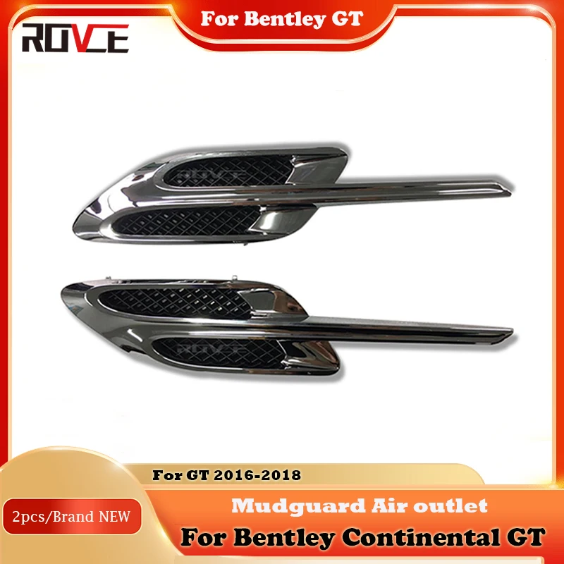 ROVCE 2pcs Car Grille Fender Vent For Bentley GT 2016-2018 Car Decoration Auto Part Accessories