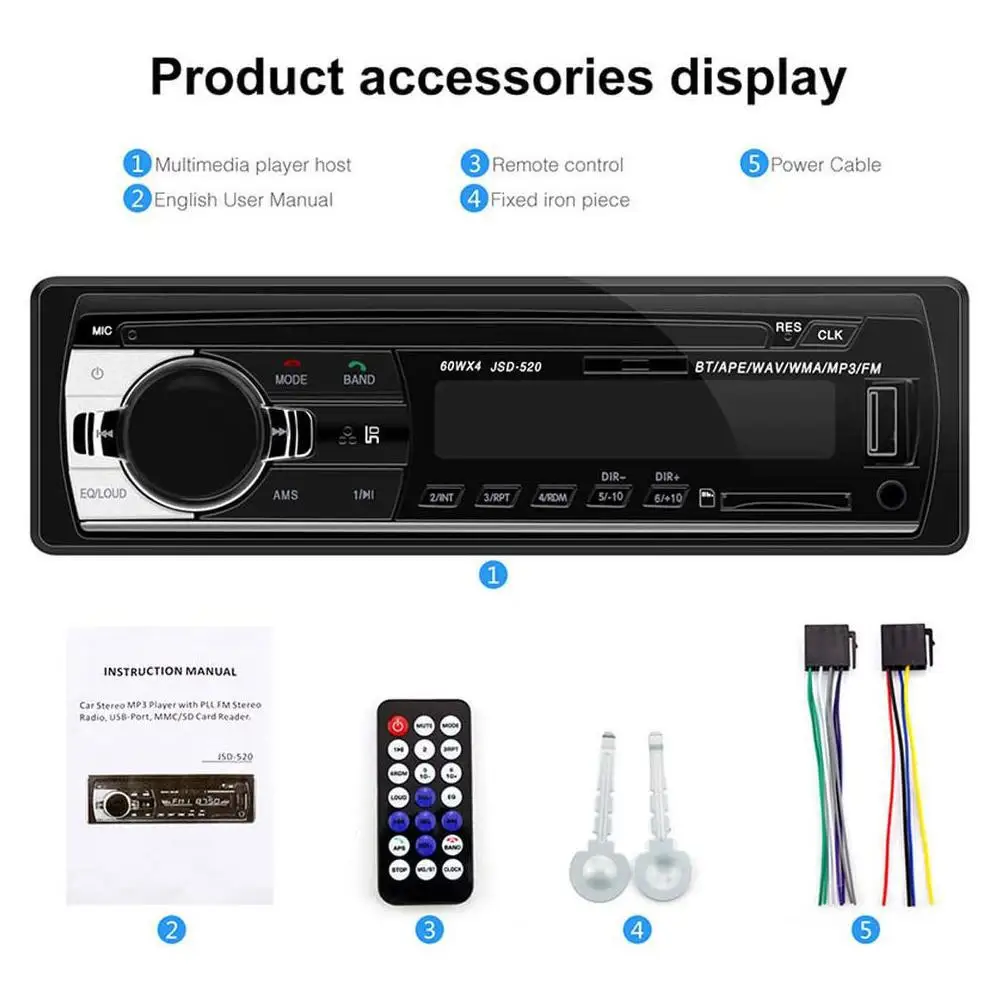 Car Mounted Bluetooth MP3 Single Chip Car Card Insertion USB Flash Drive FM Radio Bluetooth MP3