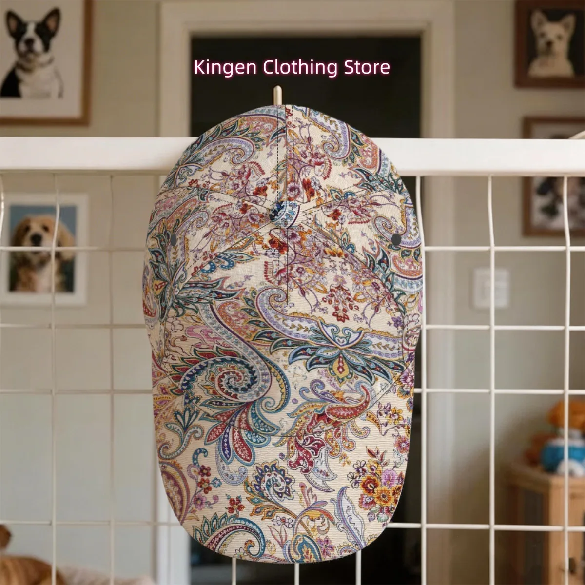1pc Ornate Paisley Floral Pattern Baseball Cap Full Print Pattern Workout Adjustable Breathable Lightweight Holiday Gift Fishing